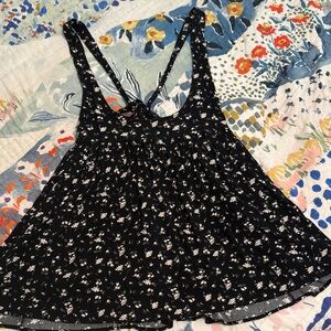 Free People Black Milkmaid Floral Tank Dress